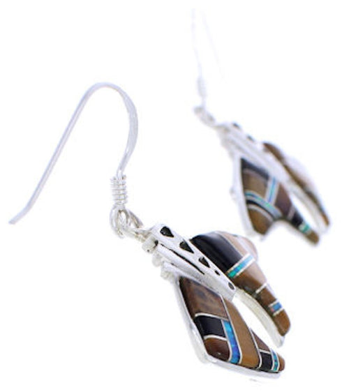 Multicolor Inlay Bear Sterling Silver Earrings GS74698